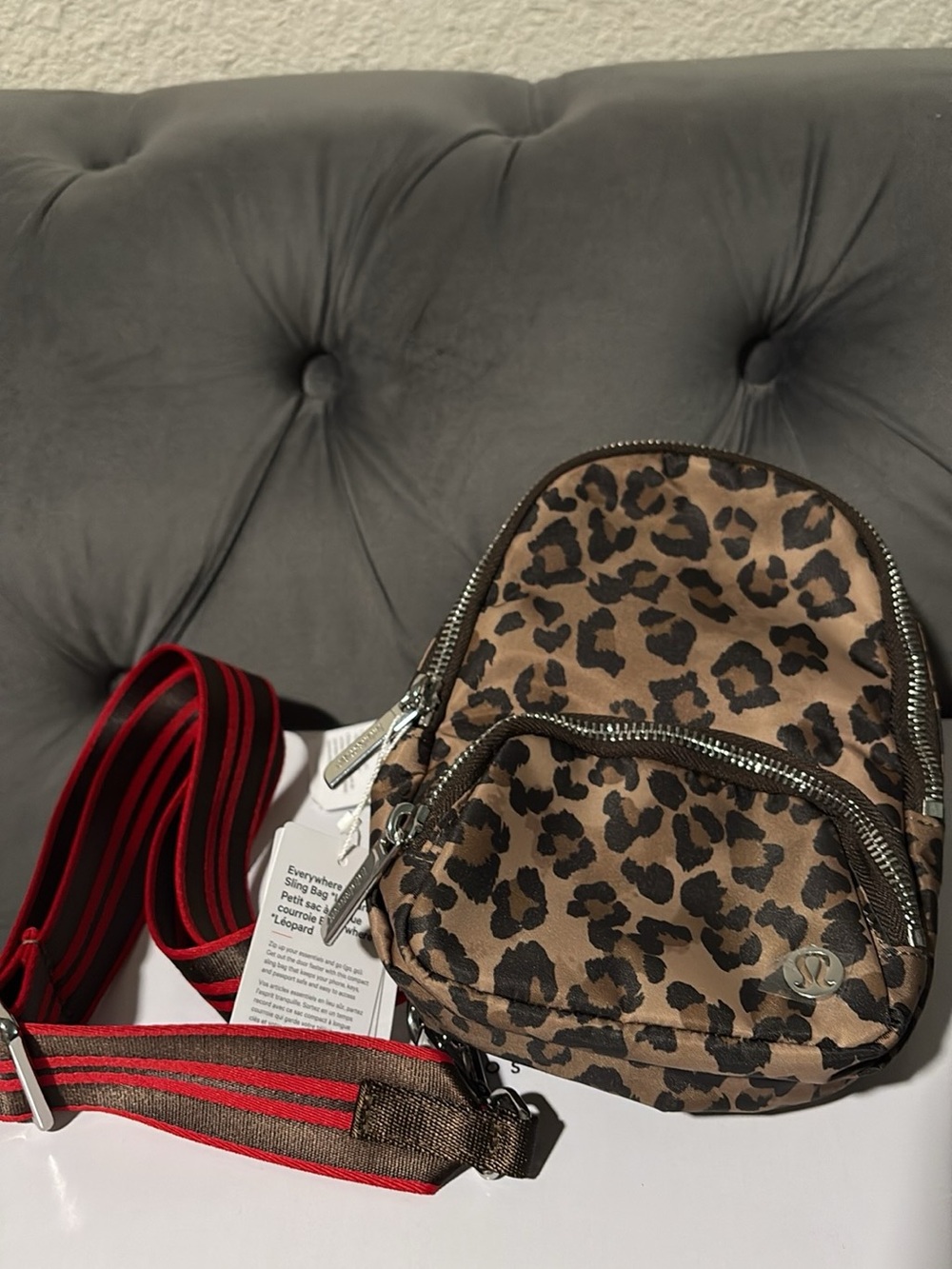lululemon athletica Leopard Print Crossbody with Red-Trim Strap